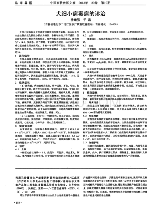犬细小病毒病论文摘要(犬细小病毒病的诊断与治疗论文)