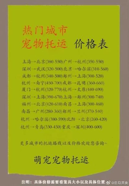 宠物航空托运收费标准,宠物航空托运的价格